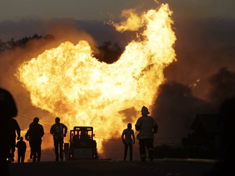 A massive gas pipeline fire roared through a neighborhood in San Bruno, Calif., on September 9, 2010. 